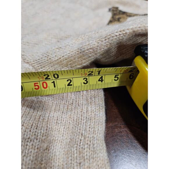 Chico's Cashmere Wool Blend Embroidered CheetahTan Sweater Sz 2 L Animal Print - Picture 5 of 7